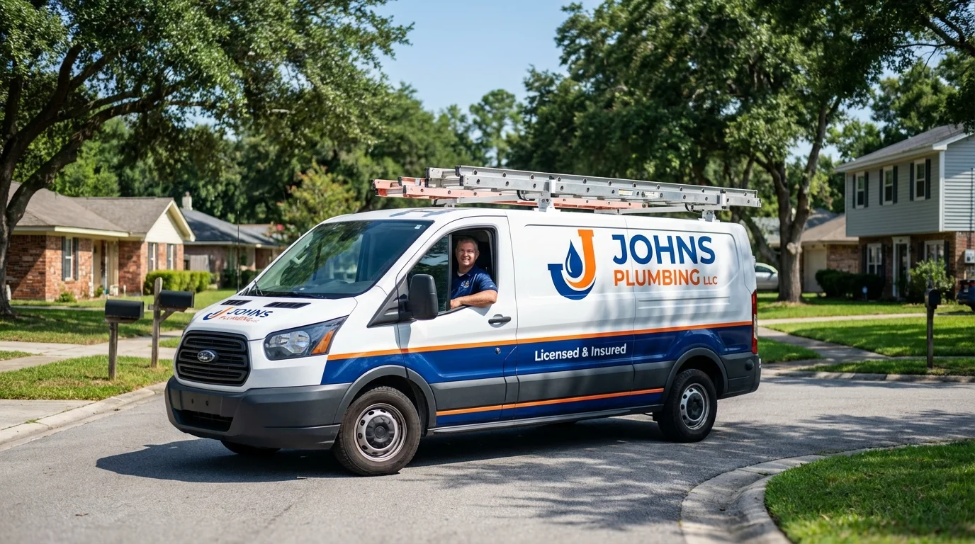 Johns Plumbing LLC service van in Tolland, CT